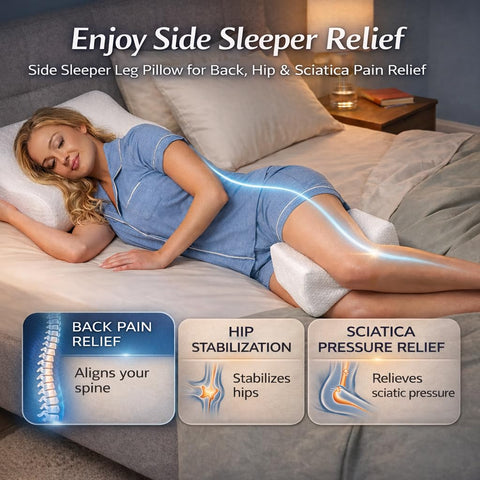 Contour Original Hourglass knee pillow with adjustable strap stabilizing position