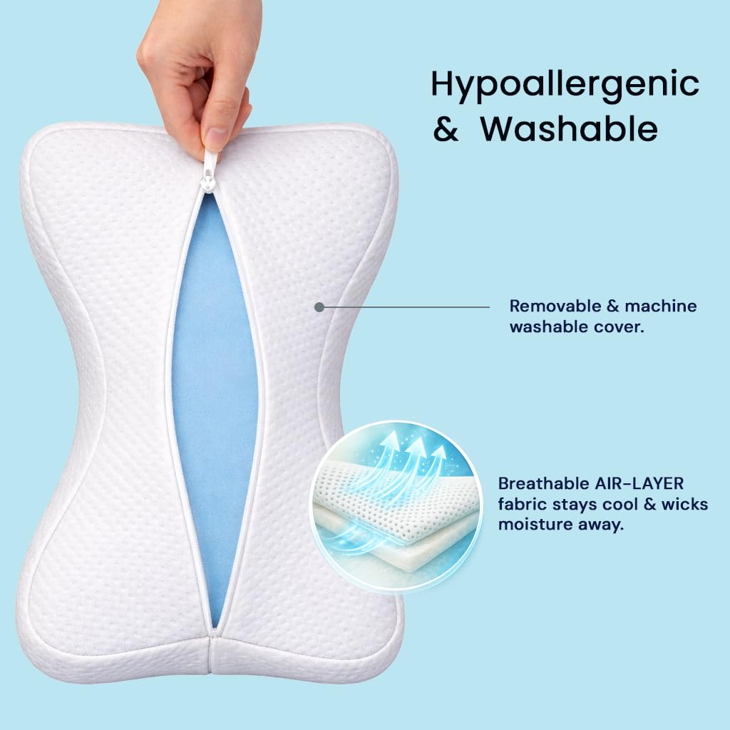 Contour Original Hourglass knee pillow demonstrating hip alignment during sleep