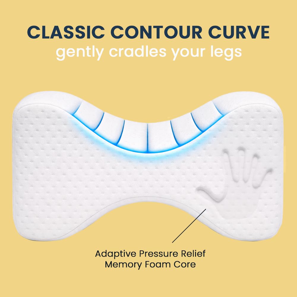 Close-up of Contour Original Hourglass knee pillow memory foam cushioning