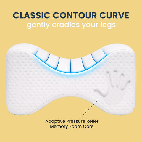 Close-up of Contour Original Hourglass knee pillow memory foam cushioning