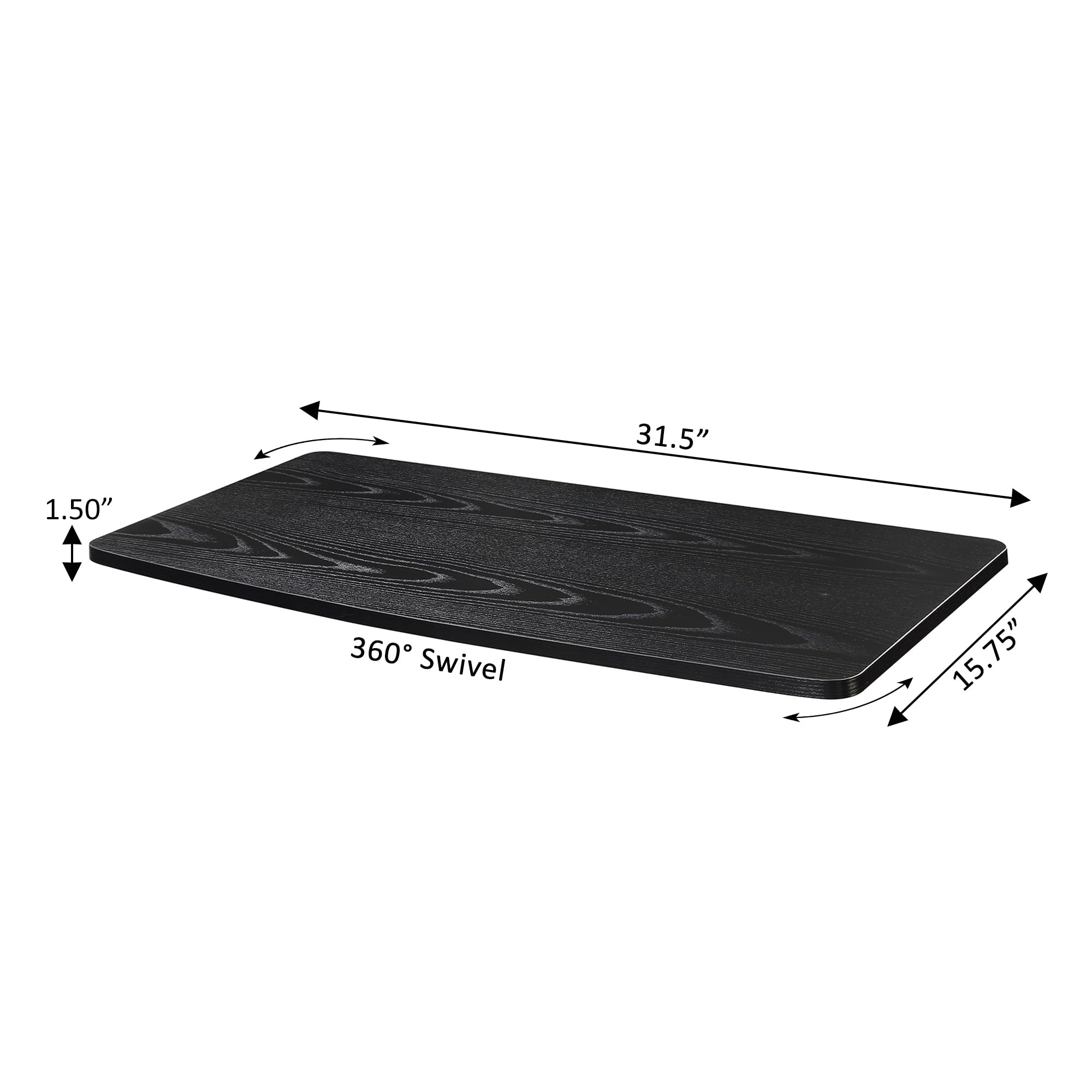 Compact dimensions of the Designs2Go XL swivel riser, 31.5 by 15.75 by 1.5 inches.