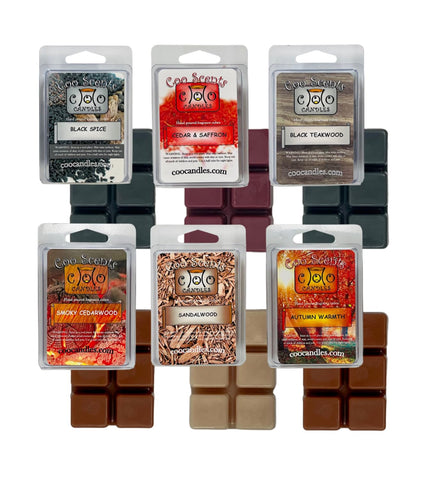 Coo Candles Fall Mix Cedar Saffron wax melt for cozy autumn ambiance