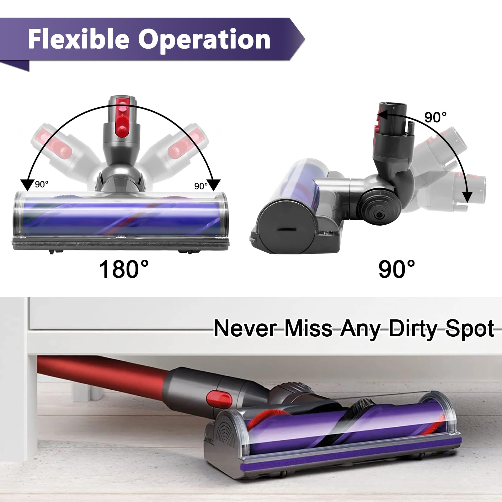 Coodss direct-drive brush head close-up for thorough hard floor cleaning.