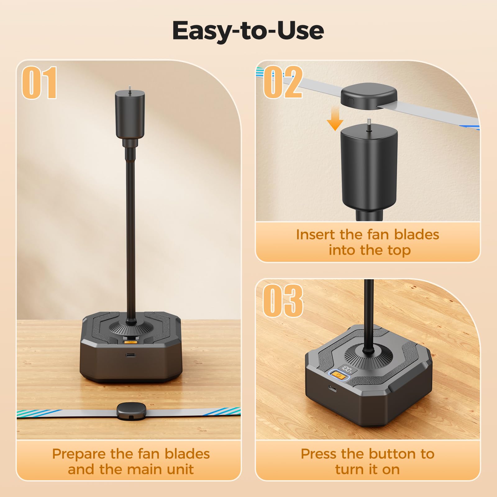 Coohea Fly Fans lightweight compact design for easy transport.