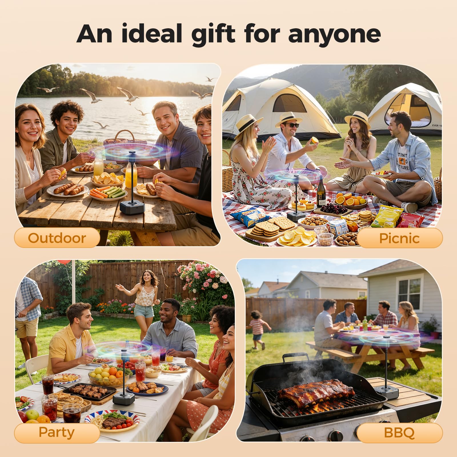 Coohea Fly Fans ideal for patios, picnics, camping, and barbecues.