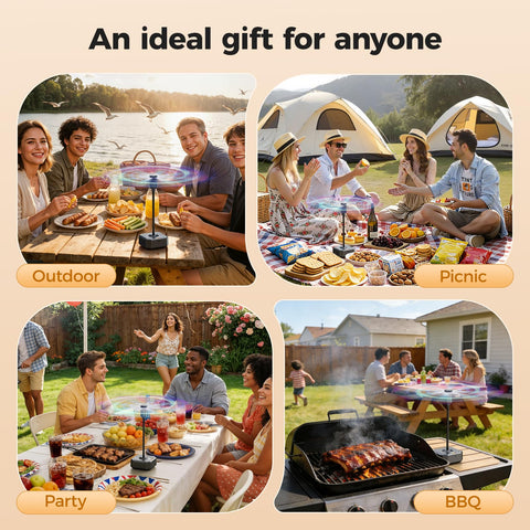 Coohea Fly Fans ideal for patios, picnics, camping, and barbecues.