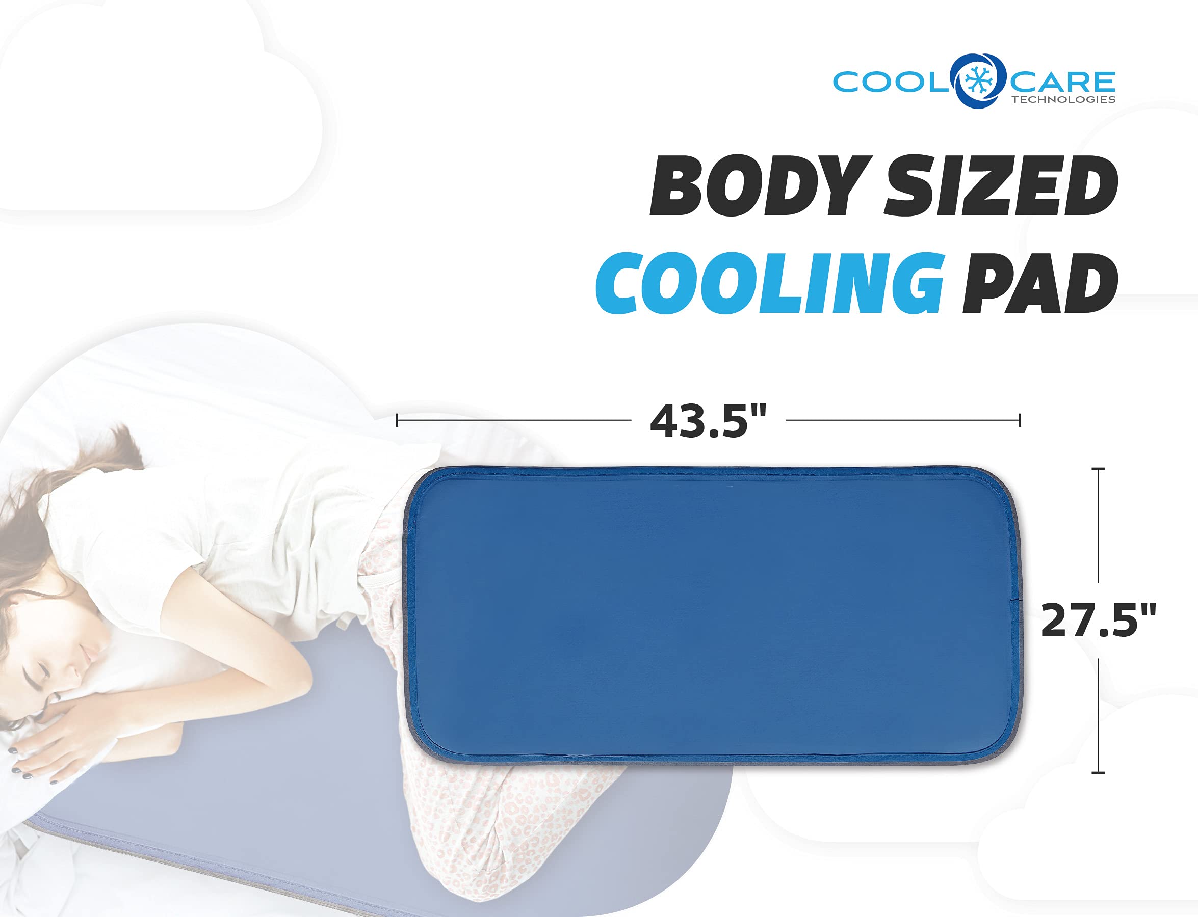 Cool Care Technologies cooling pad placed over sheets for hot flash relief