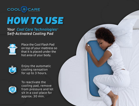 Cool Care Technologies cooling pad placed under bed sheets for fever comfort