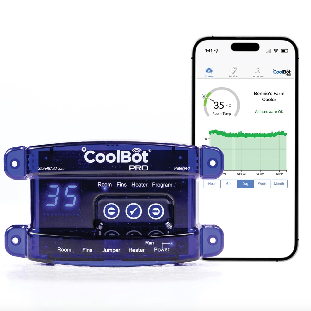 CoolBot Pro control panel in use enabling precise temperature control for fresh storage