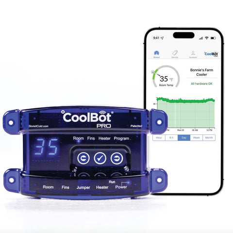 CoolBot Pro control panel in use enabling precise temperature control for fresh storage