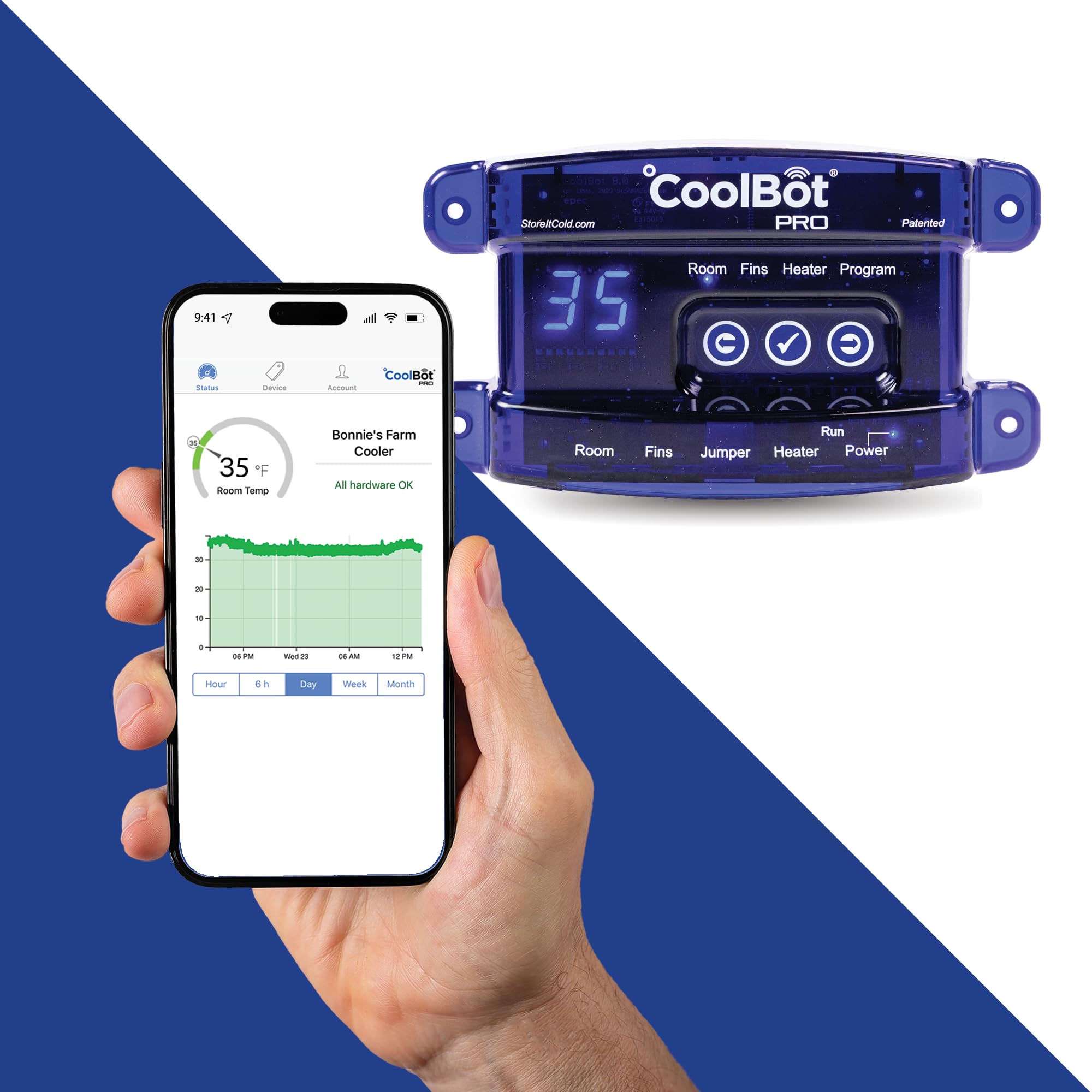 WiFi indicator on CoolBot Pro demonstrates remote monitoring capability