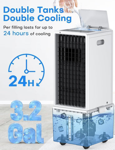 COOLECH 3.2-gallon water tank for up to 24 hours of cooling