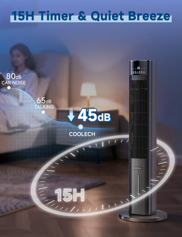 COOLECH wide oscillation cover delivering even cooling across a large room