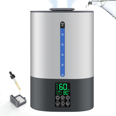 Coolfiqu 6L humidifier in a bedroom creating a soothing mist for restful nights