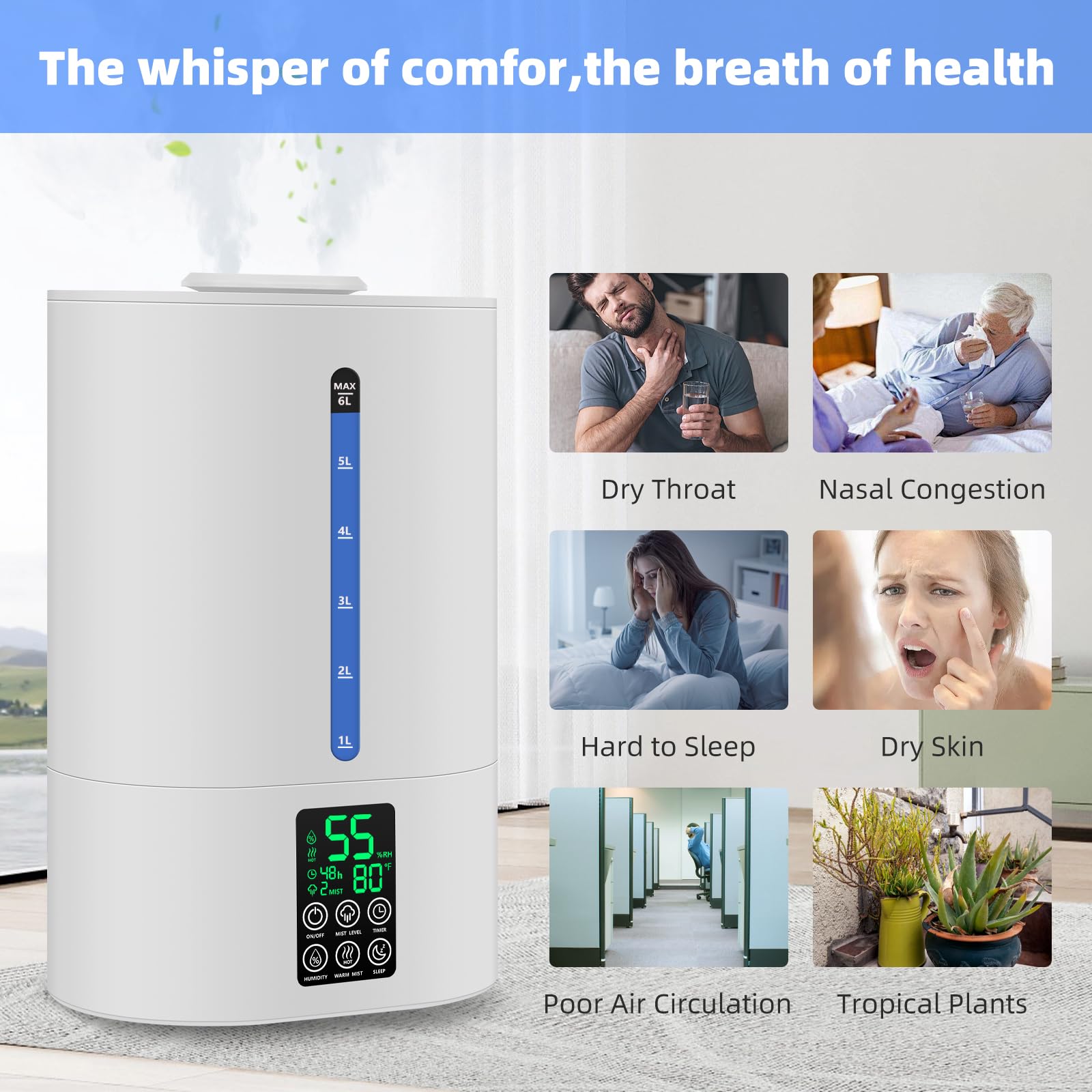 Coolfiqu sleep mode reduces light while maintaining humidity overnight.