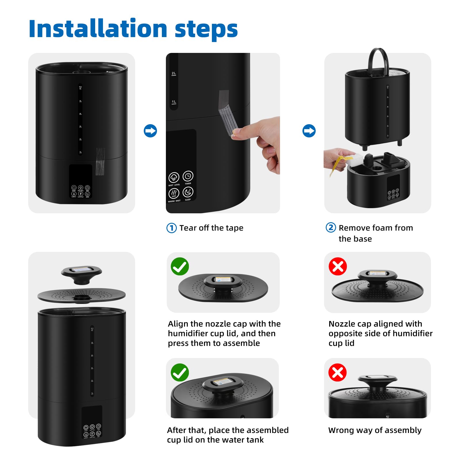 Coolfiqu humidifier with warm and cool mist modes for comfort