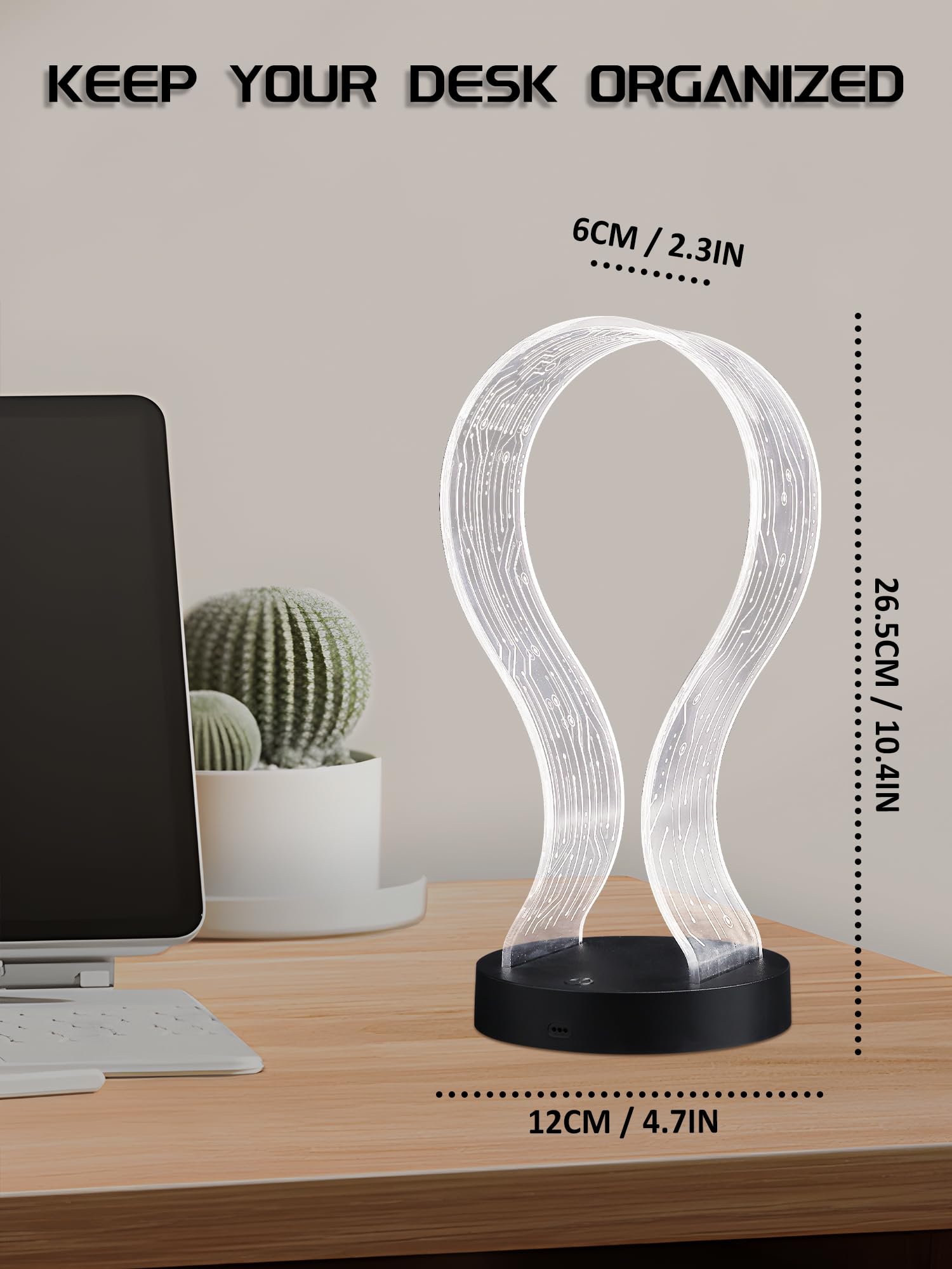 CoolGift Mart headset stand with USB-C charging keeps devices powered.