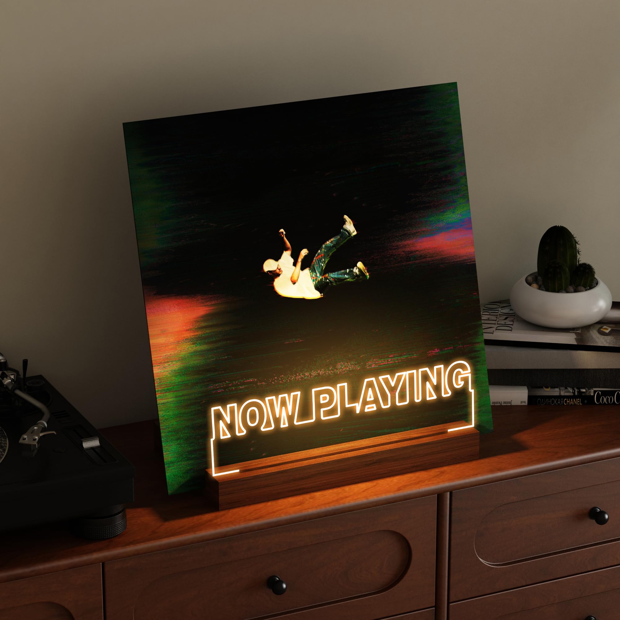 CoolGift Mart Light Up Record Holder illuminating album covers