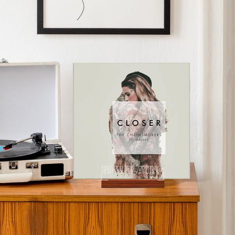 CoolGift Mart Wooden Acrylic Display with natural wood and clear panel