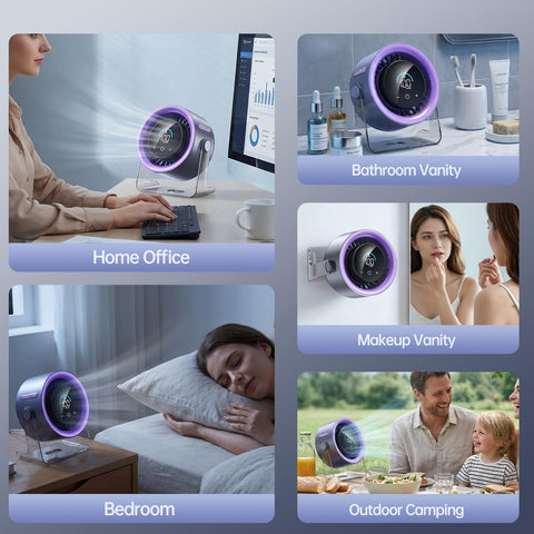 Coolhill USB desk fan purple whisper-quiet operation ideal for bedroom or office