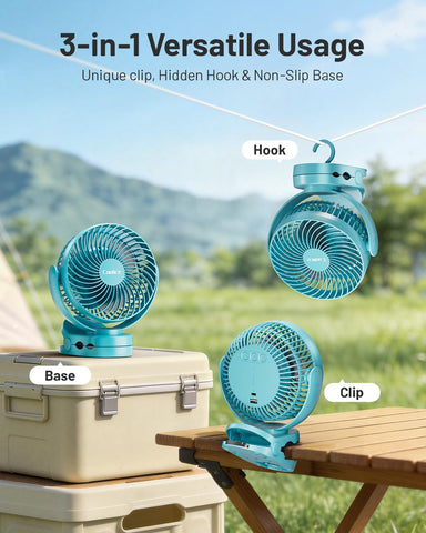 Coolice camping fan with 12000mAh battery for long use