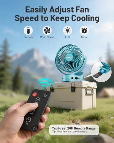 Coolice camping fan with 360-degree rotation for versatile airflow
