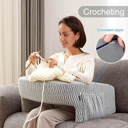 cooloo8 crocheting-friendly pillow ash grey supports arms during craft time