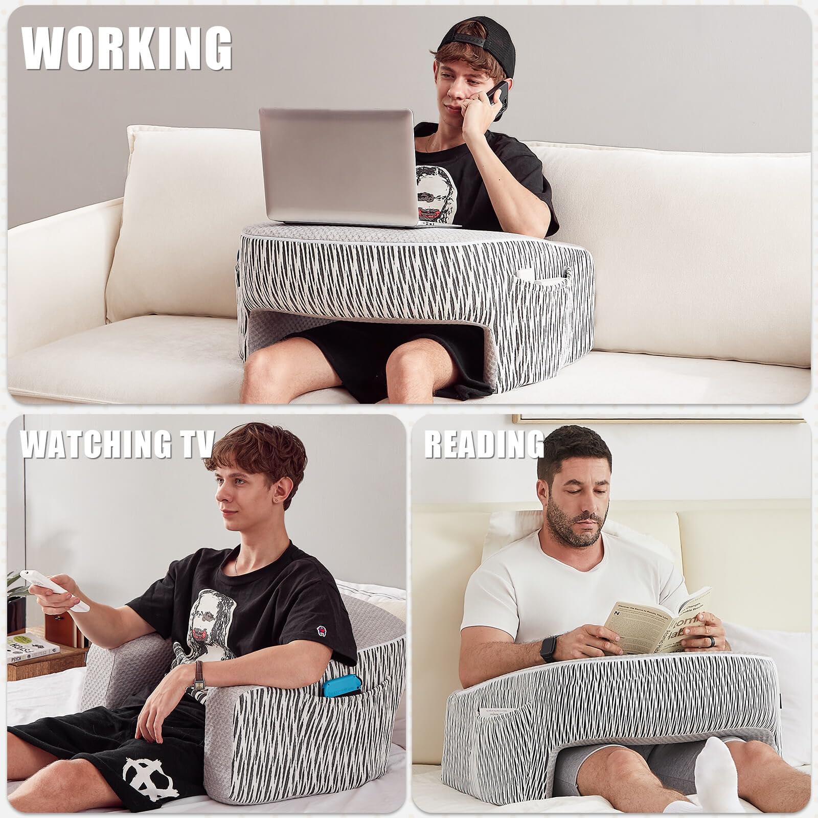 cooloo8 lap desk pillow memory foam ash grey provides stable surface for laptop work