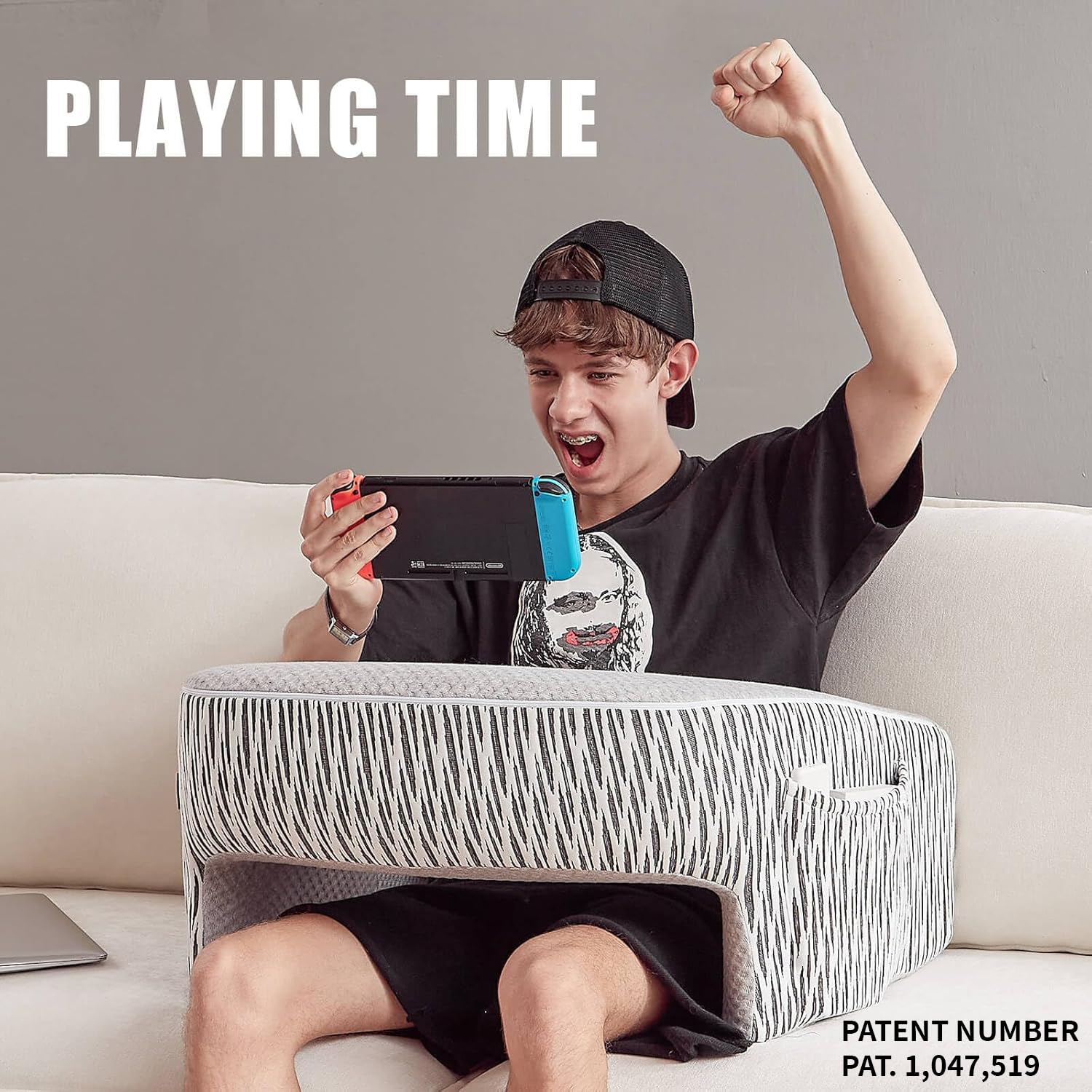 cooloo8 multi-function lap pillow ash grey supports reading, gaming, and relaxing
