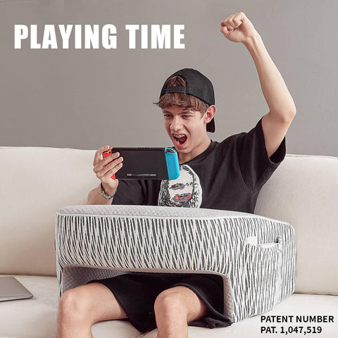 cooloo8 multi-function lap pillow ash grey supports reading, gaming, and relaxing