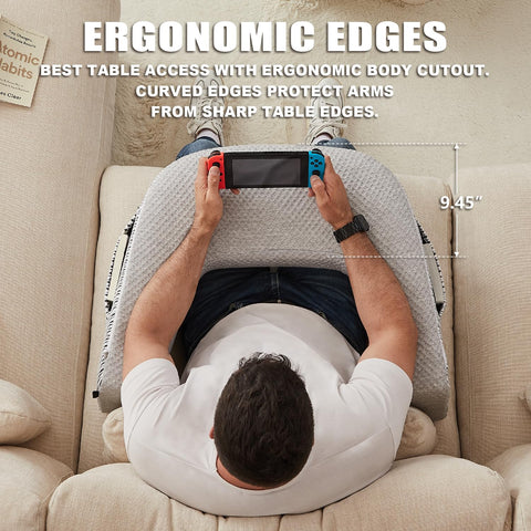 cooloo8 side-pocket reading pillow ash grey keeps phone and remote secure