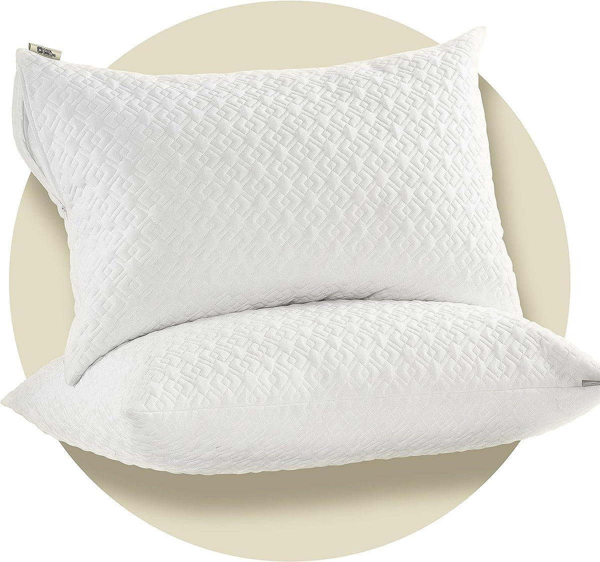 CoolShields Pillow Protector waterproof-zippered cover keeps pillows dry from spills and sweat.