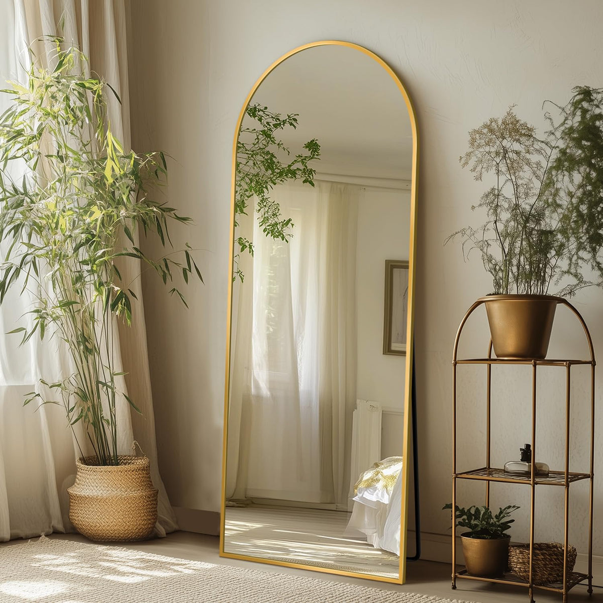 Coomily full-length mirror with 56x15 arch gold frame for full outfit checks.