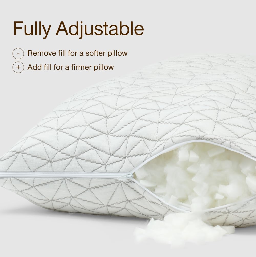 Coop Home Goods adjustable-stuffing-zipper-cover shows customizable firmness for personalized comfort.