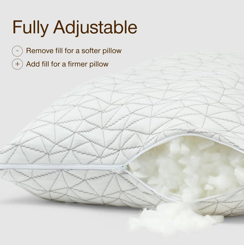 Coop Home Goods adjustable-stuffing-zipper-cover shows customizable firmness for personalized comfort.