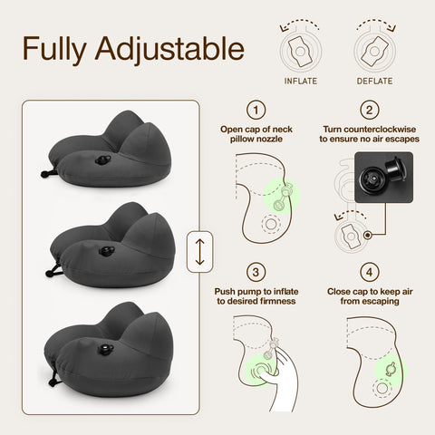 Coop Home Goods AirJustable neck pillow with adjustable cord for secure fit.