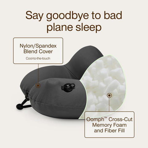 Coop Home Goods AirJustable neck pillow cooling cover feels cool during travel.
