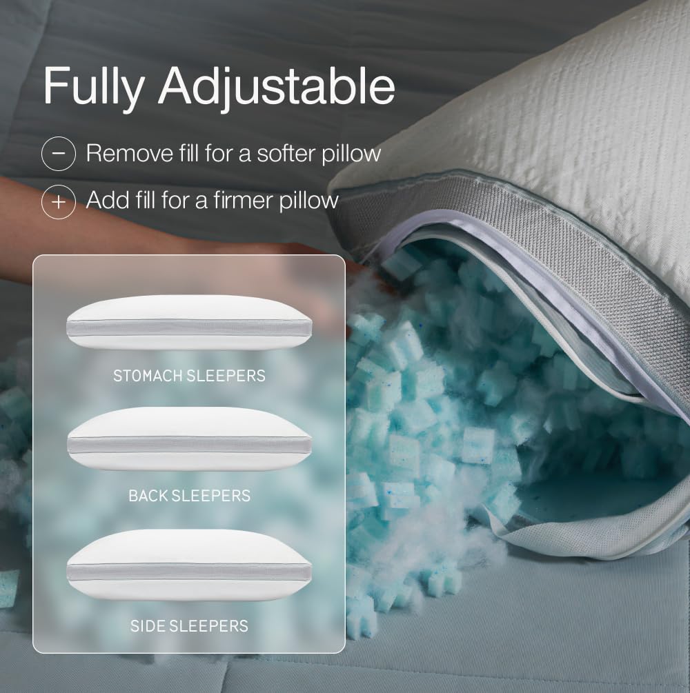 Coop Home Goods Cool+ Pillow back panel features gel-infused fill for better airflow