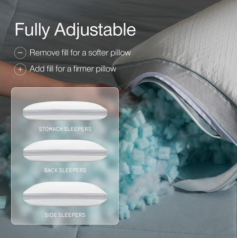 Coop Home Goods Cool+ Pillow memory-foam-core supports neck alignment.