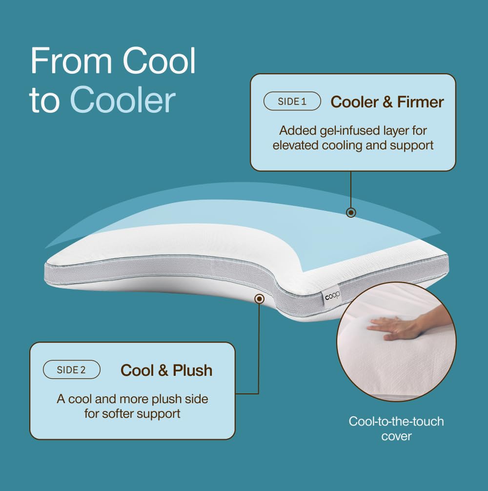 Heat-wicking liner on Coop Home Goods Cool+ Crescent pillow helps keep you dry.