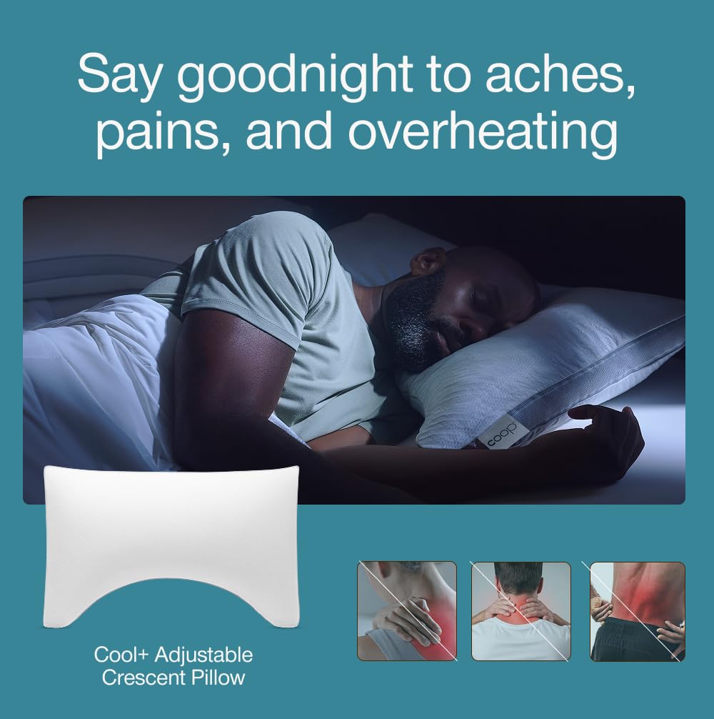 Removable cover of Coop Home Goods Cool+ Crescent pillow for easy cleaning and fresh nights.