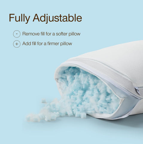 Coop Home Goods Cool+ oomph fill structure demonstrates enhanced airflow inside the pillow