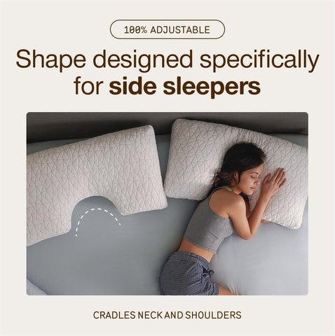 Coop Home Goods cut-out pillow adjustable-fill lets you tailor height.