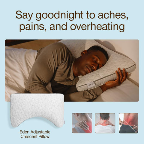 Coop Home Goods Eden Crescent pillow GREENGUARD Gold and CertiPUR-US certified materials.