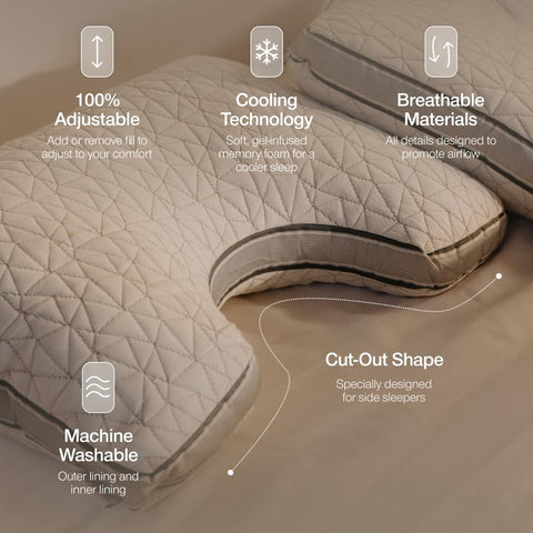 Cooling memory foam blend in Eden Cut-Out Pillow for breathable comfort