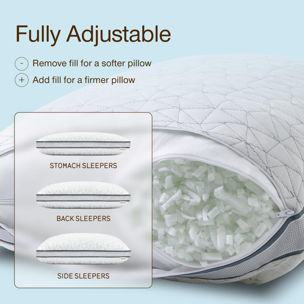 Eden adjustable fill close-up shows customizable loft for personalized support.