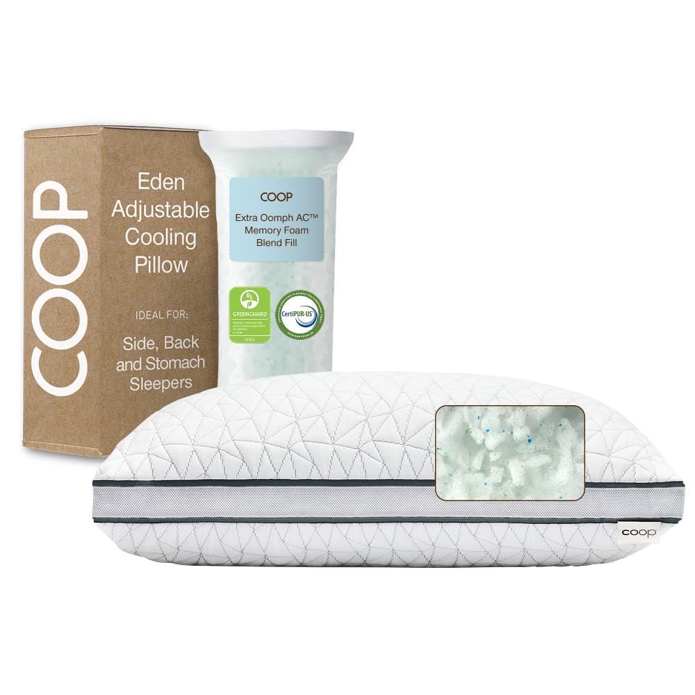 Coop Home Goods Eden queen pillow on bed delivering cooling comfort.