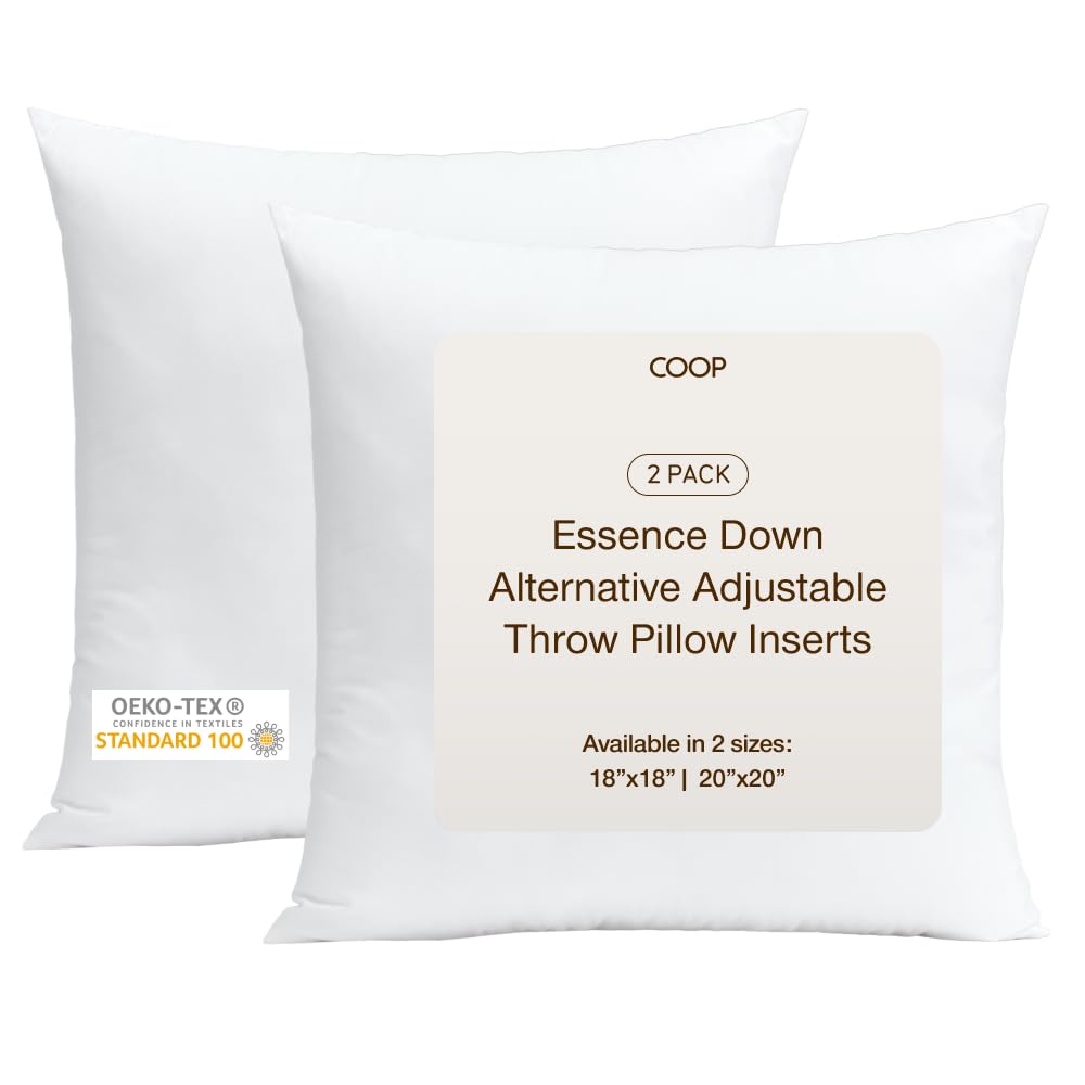 Coop Home Goods Essence adjustable pillow insert set of two for versatile 20x20 decorating