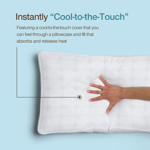 Coop Home Goods Essence cooling pillow in bed illustrating hotel-like comfort