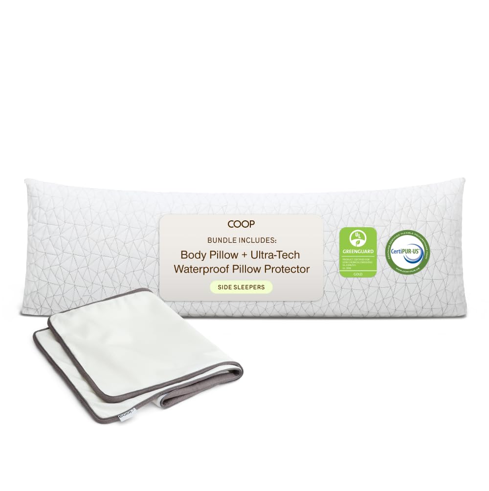 Coop Home Goods original adjustable body pillow 20x54 demonstrates customizable support for side sleeping
